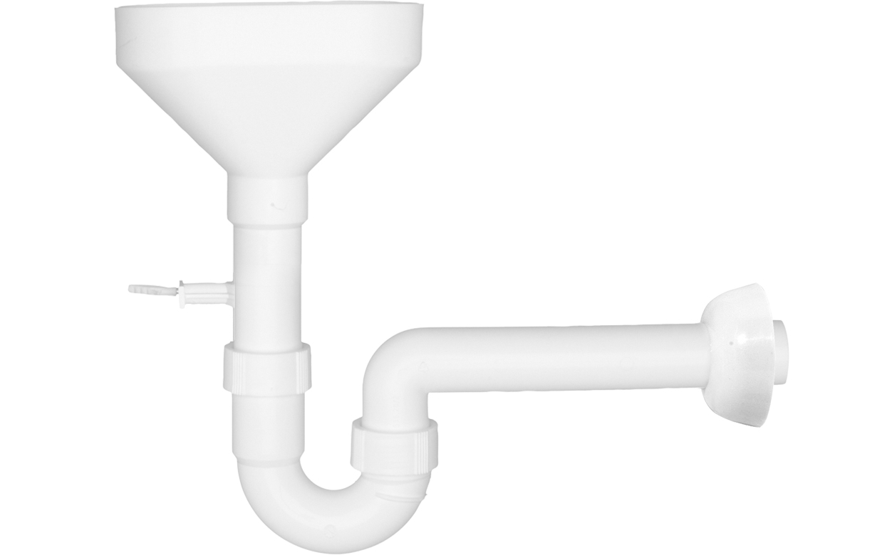 Tubular trap, white PP, with rosette - Adolf Schmidt Metallwaren- und ...