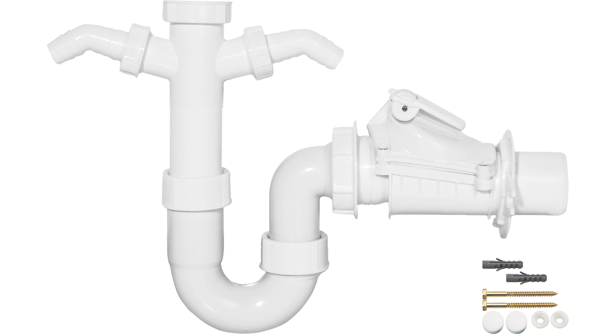 PP white sink tubular trap - Adolf Schmidt Metallwaren- und ...