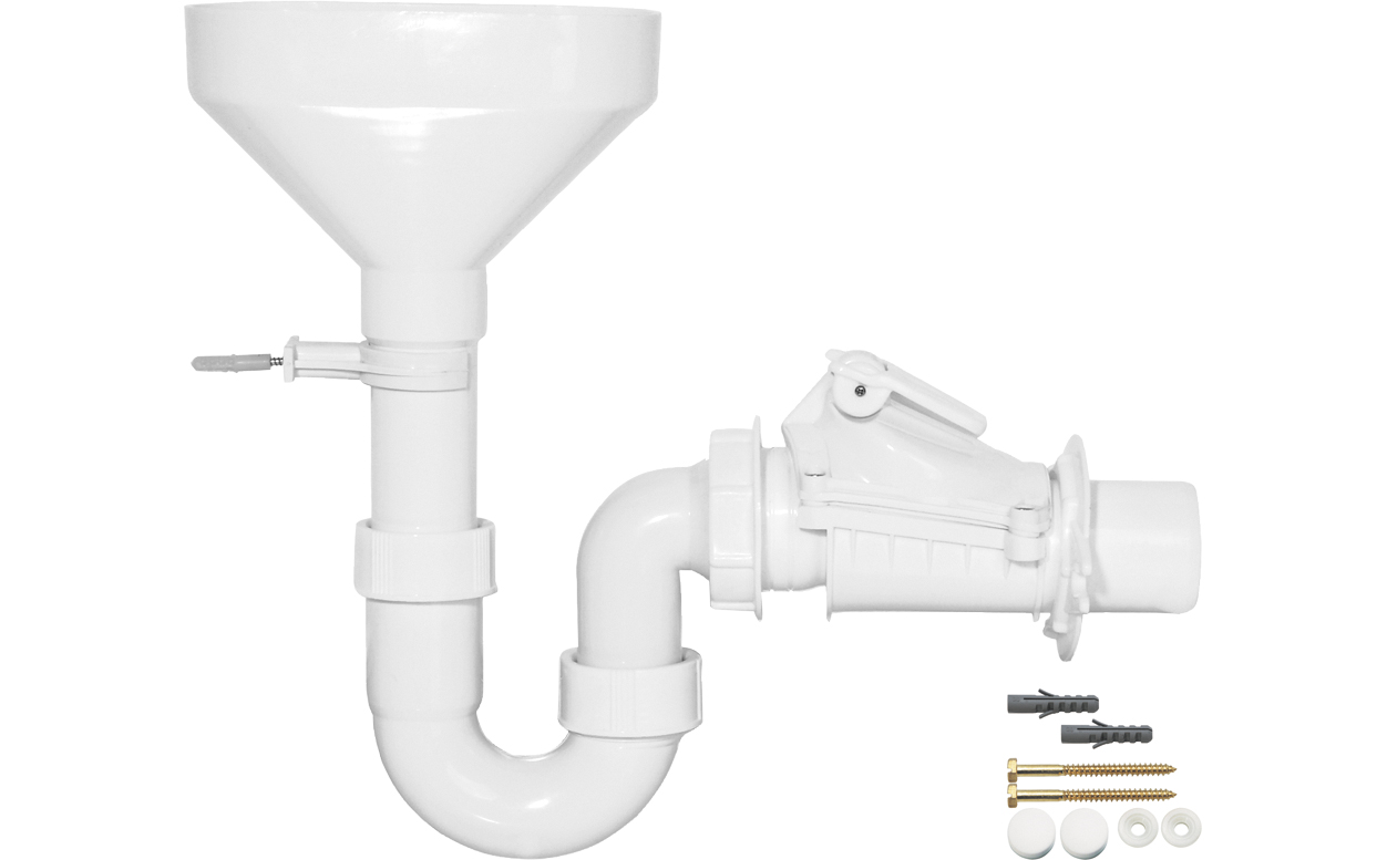 Tubular trap, white PP, with rosette - Adolf Schmidt Metallwaren- und ...
