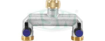 Two-way distributor piece, nickel-plated brass