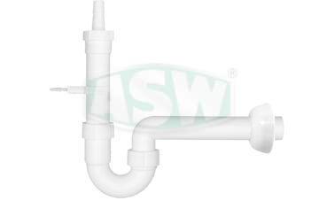 Siphon tubulaire PP blanc, avec rosace
