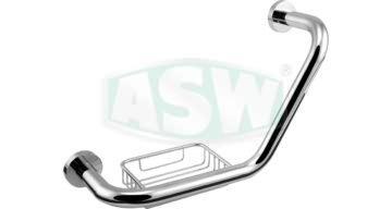 Poignée de baignoire coudée, avec corbeille porte-savon