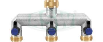 Embout distributeur à trois voies, laiton nickelé